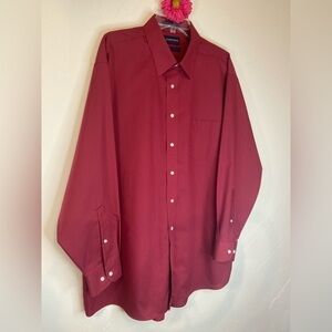 Stafford Performance~Men’s Cotton Blend Dress Shirt~Maroon~Size 17 1/2 (34-35)